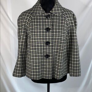 Briggs New York Women’s Houndstooth Peacoat Size 10 Black/Gray/Cream